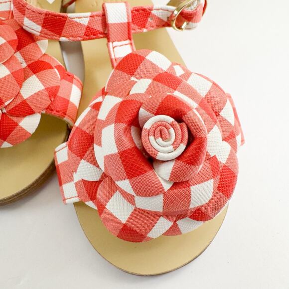 Janie & Jack Red Gingham Flower Sandals, 8T Toddler Girls NWT! - Picture 2 of 7